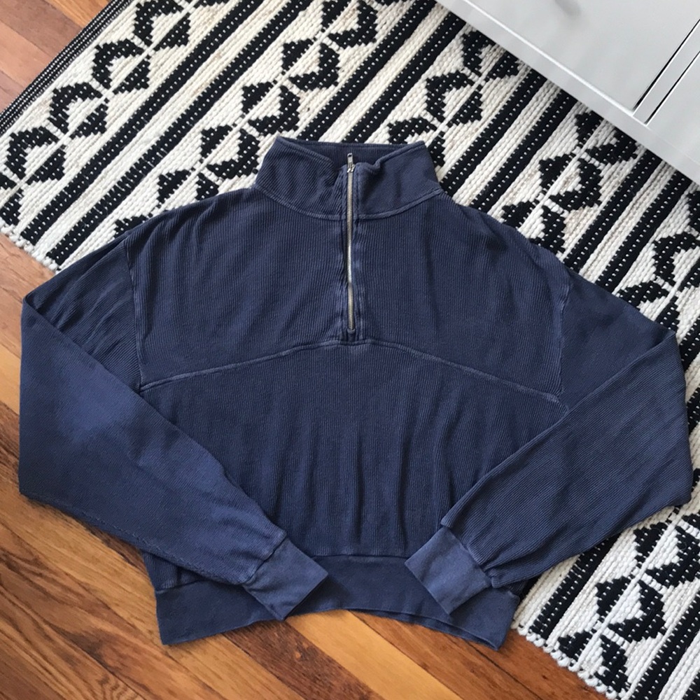 Brandy Melville Quarter-Zip Waffle Thermal